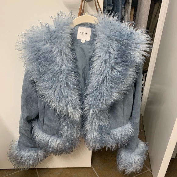 Jackets & Blazers - Penny Lane BLUE SUEDE and fur statement jacket